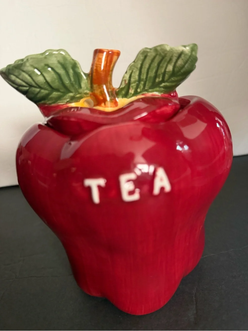 Red Apple Ceramic Tea Coffee Sugar Canister Set - Home Kitchen